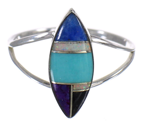 Genuine Sterling Silver Southwest Multicolor Ring Size 5-1/2 QX84805